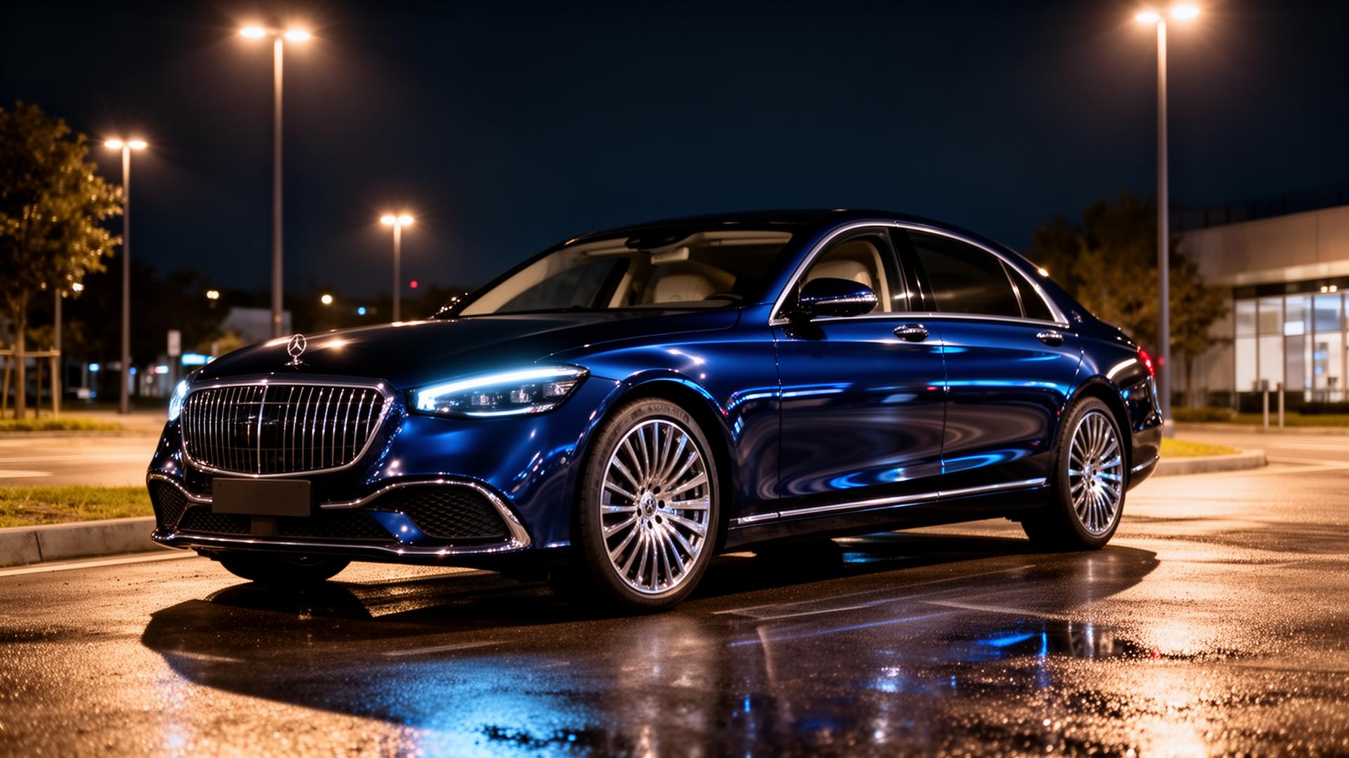 Luxury car at night